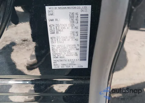 2025 Nissan Murano Sv z USA, uszkodzony, nr VIN 5N1AZ3BS7SC127237